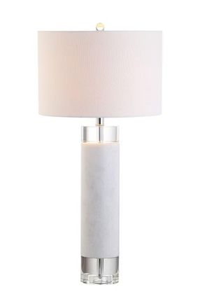 Jonathan Y Designs Hunter 32 Marble/Crystal LED Table Lamp, White in White/clear at Nordstrom