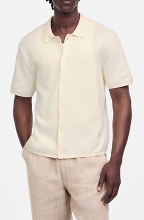 Madewell Short Sleeve Tuck Stitch Button-Up Shirt in Vintage Ivory at Nordstrom Rack, Size X-Small