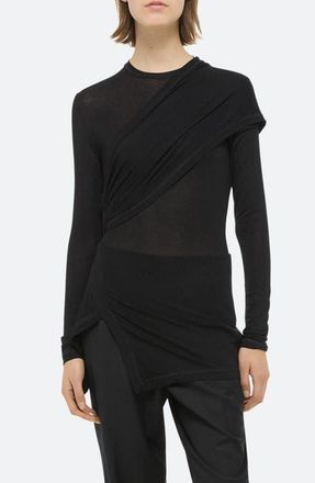 Helmut Lang Protection Draped Asymmetric Top in Black at Nordstrom, Size Medium