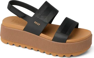 Reef Water Vista Platform Slingback Sandal in Black Sand at Nordstrom, Size 11