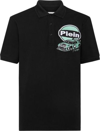 Philipp Plein Pique Polo Shirt SS Slim Fit Cars Racing - Heren - Polos - Zwart - 4XL - Katoen - Tops