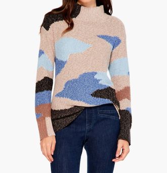 Nic+Zoe Winter Waves Sweater In Blue