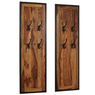vidaXL Percheros 2 Unidades De Madera Maciza De Acacia