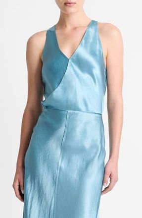 Vince Satin Crossover Tank in Jade Sea at Nordstrom Rack, Size X-Large