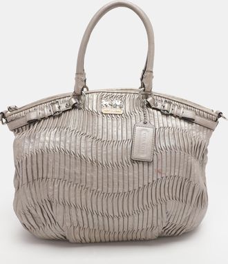 Coach Madison Gathered Metallic Leather Satchel