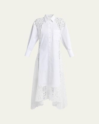 Stella McCartney Lace-Paneled Poplin Midi Shirtdress