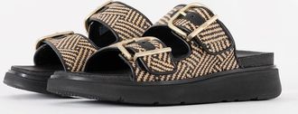 FitFlop Womens FitFlop Womens GEN-FF Buckle Graphic-Weave Two-Bar Slides - Black 001 - Size: 7