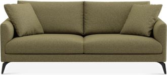 Castlery Lena Sofa Customized, Performance Boucle Moss, Matte Black Legs, Spill Resistant, Removable Covers for Sofas
