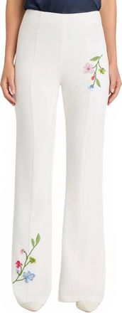 Cinq &agrave; Sept Floral Vine Kailyn Pant In Ivory/multi