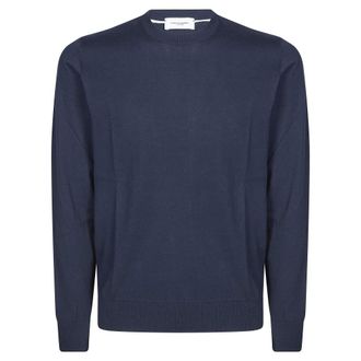 Paolo Pecora Round-neck Knitwear, male, Blue, Size: XL Maglia GC Base