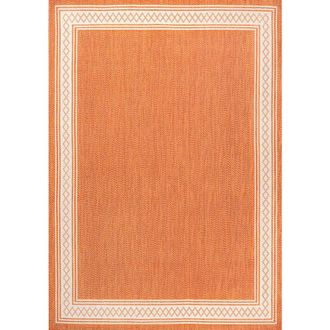 Jonathan Y Designs Lucia Classic Diamond Border Indoor/Outdoor Area Rug in Orange/cream at Nordstrom, Size 4Ft 0In X 6Ft 0In