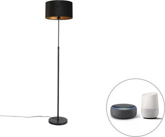 QAZQA Smart floor lamp black with velor shade black 35 cm incl. Wifi A60 - Parte