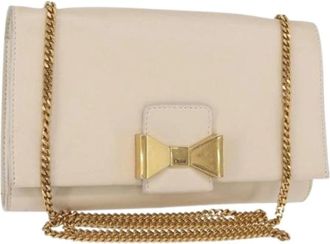 Chlo&eacute; Pre-owned Shoulder Bags, female, Beige, Size: ONE SIZE Pre-owned Chain flap crossbody bag