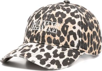 Ganni leopard-print baseball cap - women - Organic Cotton - One Size - Neutrals