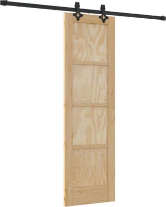 vidaXL Puerta Corredera Natural Y Negro 61 X 198,5 Cm Vidaxl