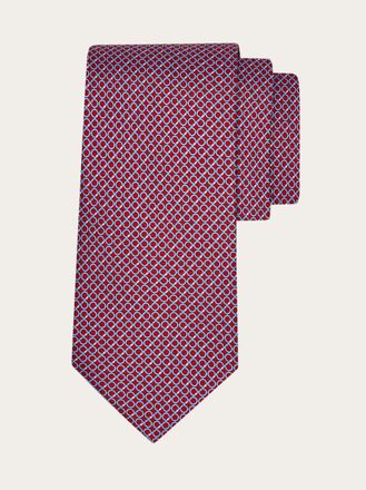 Ferragamo Men Gancini regimental print silk tie Red