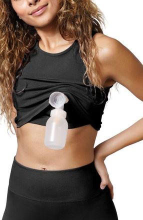 Kindred Bravely Sublime Hands-Free Pumping Longline Bra Top- Fits Sizes 28B-46D in Black at Nordstrom, Size X-Large D