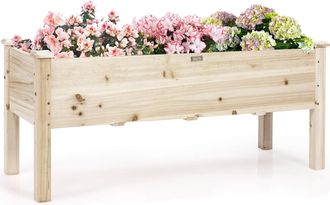 Costway Costway - Maceta Elevada De Madera De Abeto Jardinera De Suelo Elevada Para Plantas Flores Cama Para Cultivo Jard&iacute;n 120 X 43,5 X 51 Cm