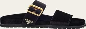 Prada Velvet Dual-Band Flat Sandals