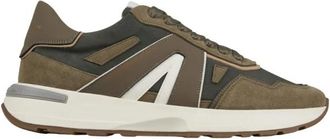 Alexander Smith Liverpool Heren Zacht Groen Leer en Gewassen Toon Nylon - Heren - Sneakers - Groen - 42 EU - Leer - Schoenen