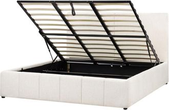 Beliani Ottoman Bed Fabric CASTELNAVET 180 x 200 cm (EU Super King) Off-White