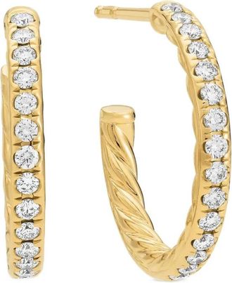 David Yurman 18kt yellow gold pavé diamond hoop earrings (19mm) - women - 18kt Yellow Gold/Diamond - One Size