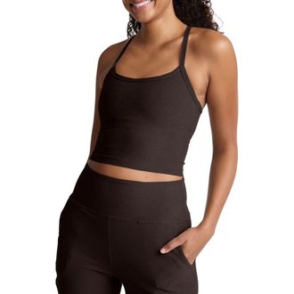 Beyond Yoga Space Dye Slim Racerback Crop Tank in Dark Chocolate Heather at Nordstrom, Size Xx-Large
