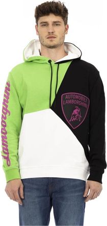 Automobili Lamborghini Hoodie met Schildlogo - Heren - Hoodies - Veelkleurig - S - Leer - Hoodies & sweatvesten