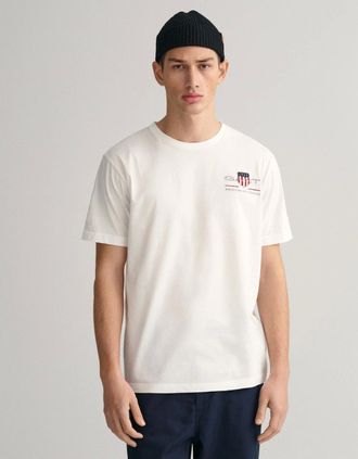 GANT Mens GANT Mens Regular Fit Embroidered Archive Shield T-Shirt - 110 White - Size: 42