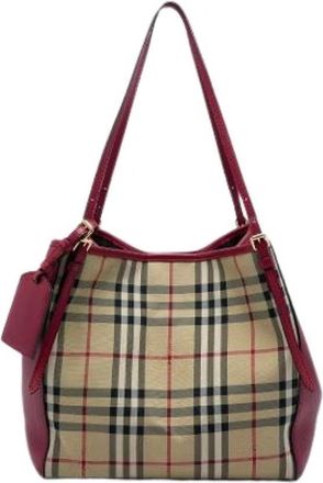 Burberry Pre-owned Canterbury Tote Bag - Dames - Vintage Schoudertas - Beige - ONE Size - Nylon - Vintage