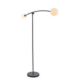 Netlighting ROVIGO Non Dimmable Contemporary Textured 2 Light Glass Floor Lamp in Black