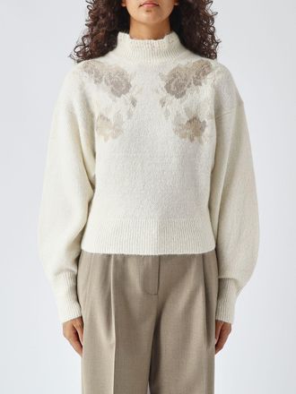 Twinset Floral Pattern Turtleneck Jumper in an Alpaca and Wool Blend