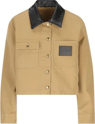 Balenciaga Leather-collar Cropped Jacket