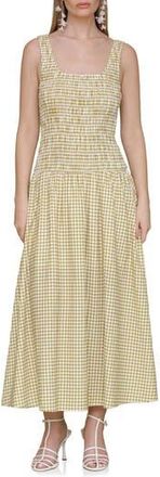 Avec Les Filles Smocked Sleeveless Fit & Flare Maxi Dress in Olio Gingham at Nordstrom Rack, Size X-Small