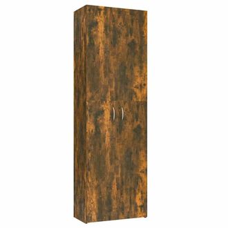 Berkfield Home Office Cabinet Smoked Oak 60x32x190 cm Engineered Wood in Brown | Size: 60 x 32 x 190 cm