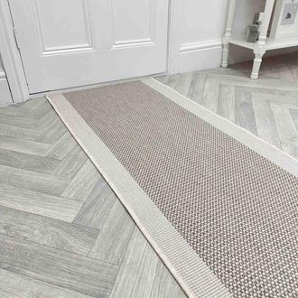Runrug Carpet Runner Rug - Indoor/Outdoor, Reversible, 2mm - Vichy in Beige | Size: 70 cm x 360 cm