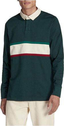 adidas Mens adidas Fmf Ls Ls Stripe Lapel Pullover Long Sleeves Green Polo Shirt HF1442