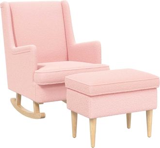 vidaXL Sill&oacute;n Con Pouf 2 Uds. Rosa Boucl&eacute; Vidaxl