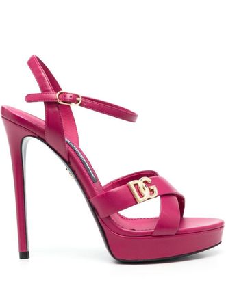 Dolce & Gabbana Sandali con placca logo - Rosa