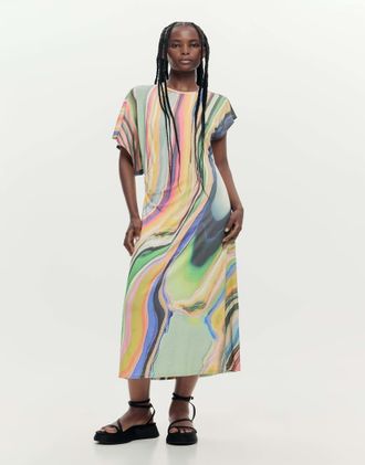Desigual Vestito lungo a onde verde