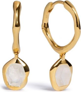 Monica Vinader Odyssey Stone Drop Hoop Earrings in 18K Gold Vermeil /Moonstone at Nordstrom