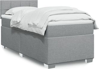 vidaXL Vidaxl - Cama Box Spring Con Colch&oacute;n Tela Gris Claro 100x200 Cm