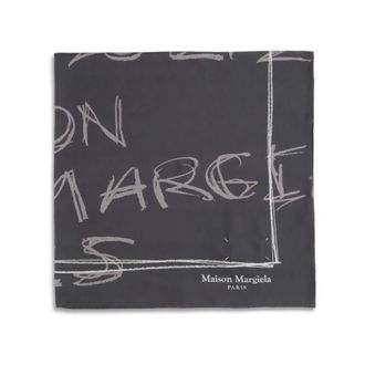 Maison Margiela Silky Scarves, male, Black, Size: ONE SIZE Scribbled Numerical Silk Foulard