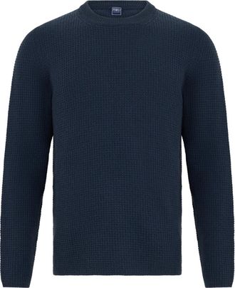 Fedeli Crew Neck Sweater - Heren - Ronde hals truien - Blauw - L - Wol - Truien & Vesten