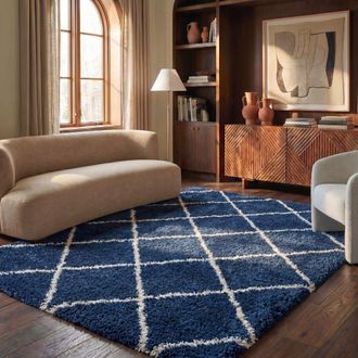 Safavieh Alfombra de polipropileno azul/blanco, 122 x 183 cm