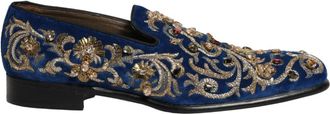 Dolce & Gabbana Versierde Velvet Loafers - Heren - Loafers - Veelkleurig - 44 EU - Leer - Schoenen
