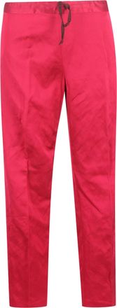 Dries Van Noten broek met wijde pijpen en trekkoord in roze zijde