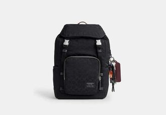 Coach Logan Backpack In Signature Nylon With Charms