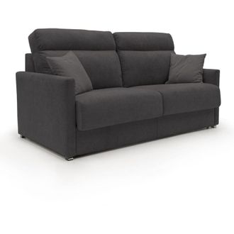 Divani.Store Divani.store - Margot Divano letto matrimoniale con schienale morbido alto in tessuto T02 176 cm (mat. 140x197) nero