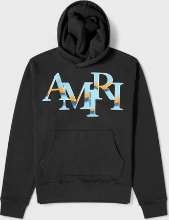 Amiri Mens Staggered Chrome Hoodie Black - Size X-Small